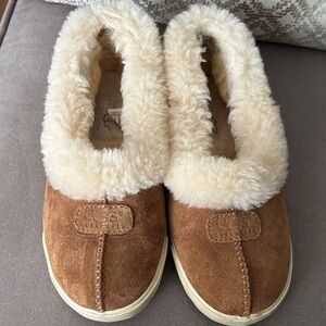 UGG Tan and Cream Sheepskin Slippers